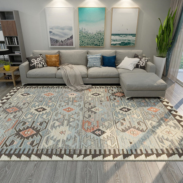 BowLift | Unusual diamond patterned rug Multicolored Moroccan rug Polyester pet-friendly stain resistant non-slip rug for the living room