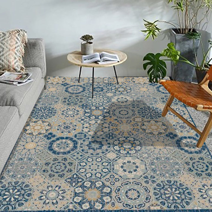 BowLift | Unusual diamond patterned rug Multicolored Moroccan rug Polyester pet-friendly stain resistant non-slip rug for the living room