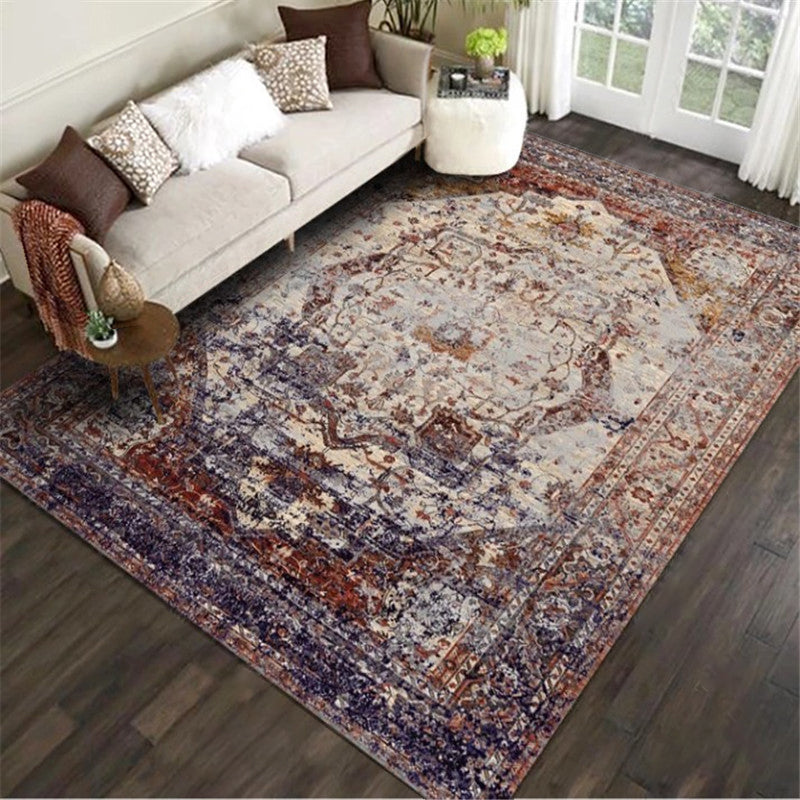 Exotic geometric patterned rug multicolored Moroccan rug made of polypropylene stain-resistant non-slip backing machine washable rug for room | Bowlift