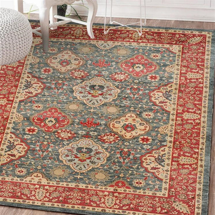 Exotic geometric patterned rug multicolored Moroccan rug made of polypropylene stain-resistant non-slip backing machine washable rug for room | Bowlift