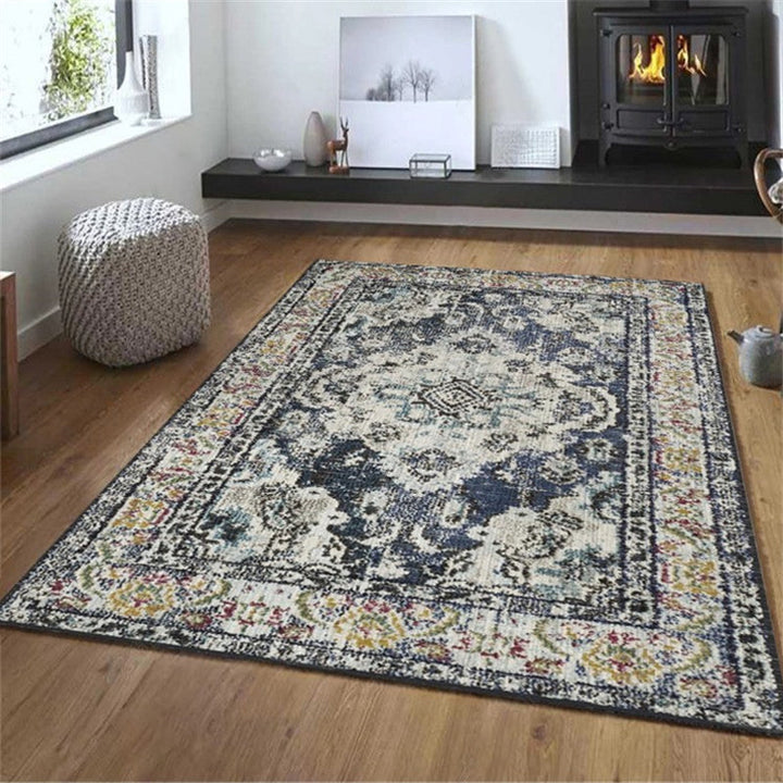 Exotic geometric patterned rug multicolored Moroccan rug made of polypropylene stain-resistant non-slip backing machine washable rug for room | Bowlift