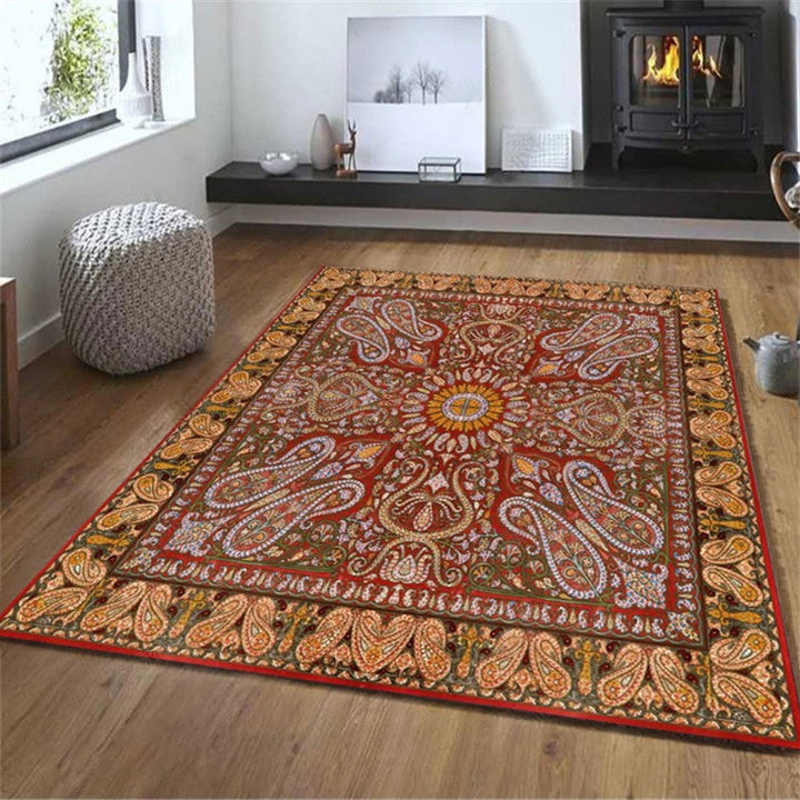 Exotic geometric patterned rug multicolored Moroccan rug made of polypropylene stain-resistant non-slip backing machine washable rug for room | Bowlift