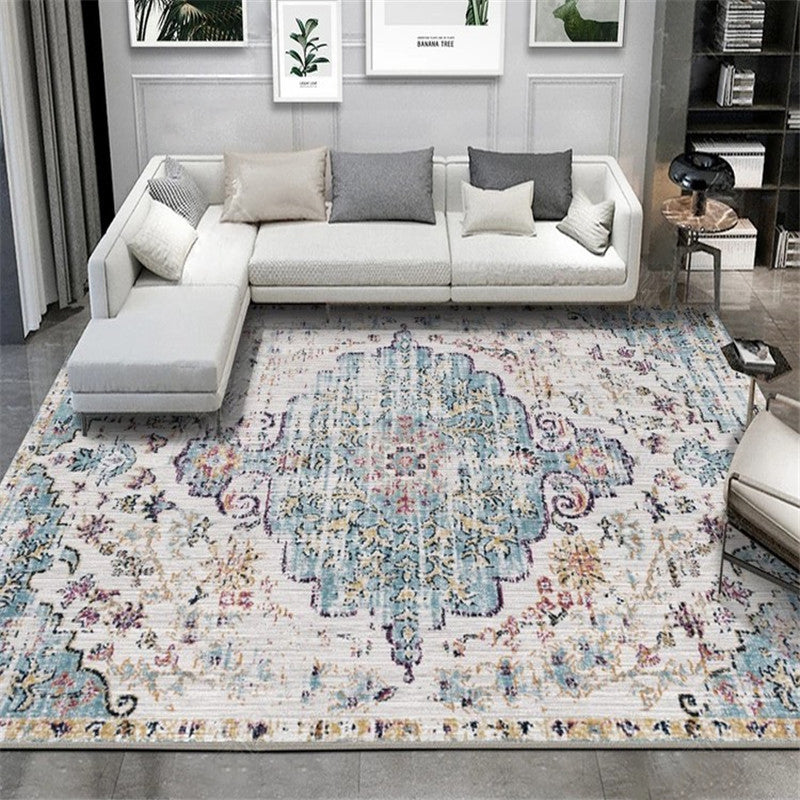 Exotic geometric patterned rug multicolored Moroccan rug made of polypropylene stain-resistant non-slip backing machine washable rug for room | Bowlift