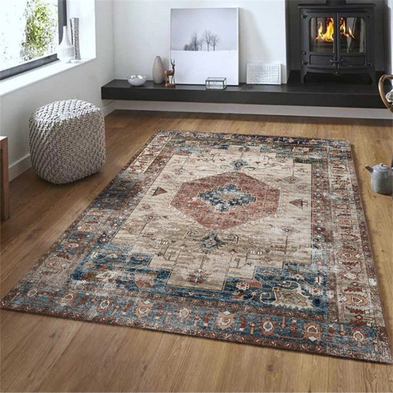 Exotic geometric patterned rug multicolored Moroccan rug made of polypropylene stain-resistant non-slip backing machine washable rug for room | Bowlift