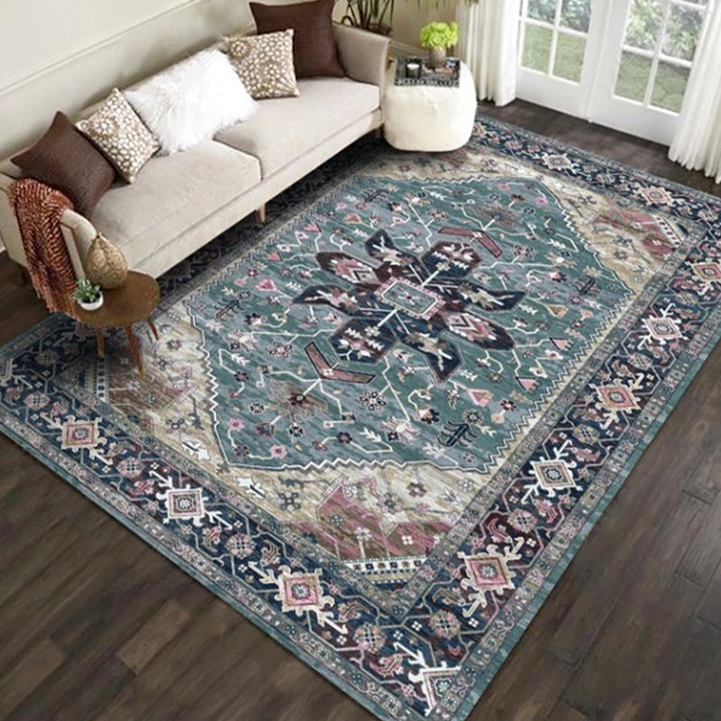Exotic geometric patterned rug multicolored Moroccan rug made of polypropylene stain-resistant non-slip backing machine washable rug for room | Bowlift