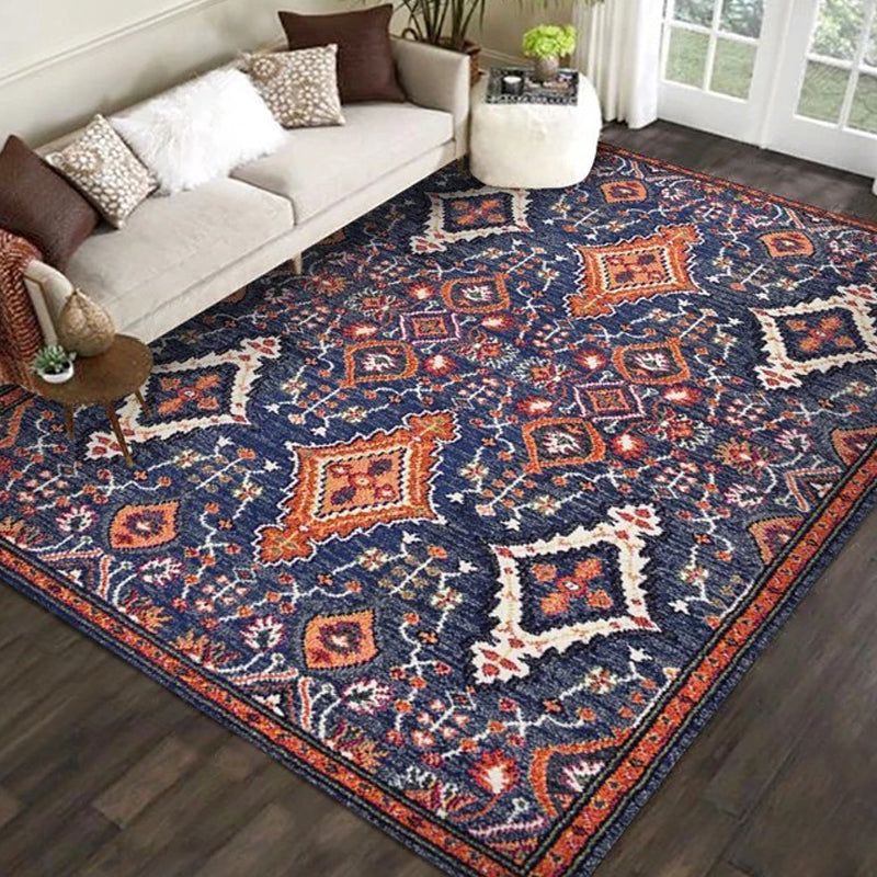 Exotic geometric patterned rug multicolored Moroccan rug made of polypropylene stain-resistant non-slip backing machine washable rug for room | Bowlift