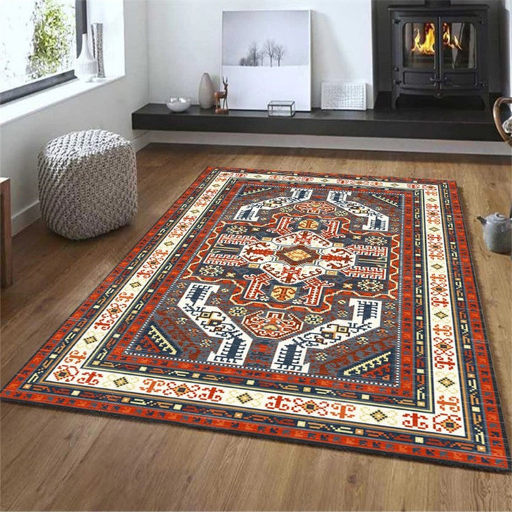 Exotic geometric patterned rug multicolored Moroccan rug made of polypropylene stain-resistant non-slip backing machine washable rug for room | Bowlift