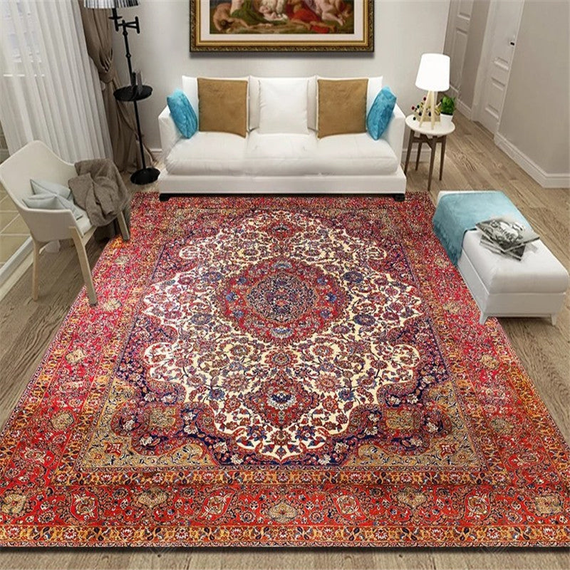 Exotic geometric patterned rug multicolored Moroccan rug made of polypropylene stain-resistant non-slip backing machine washable rug for room | Bowlift