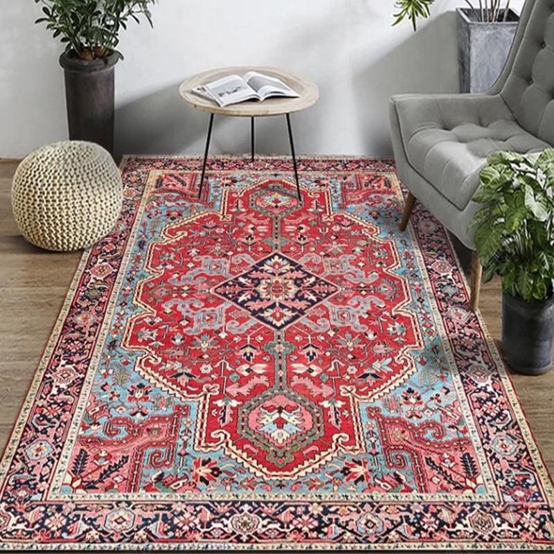 Exotic geometric patterned rug multicolored Moroccan rug made of polypropylene stain-resistant non-slip backing machine washable rug for room | Bowlift