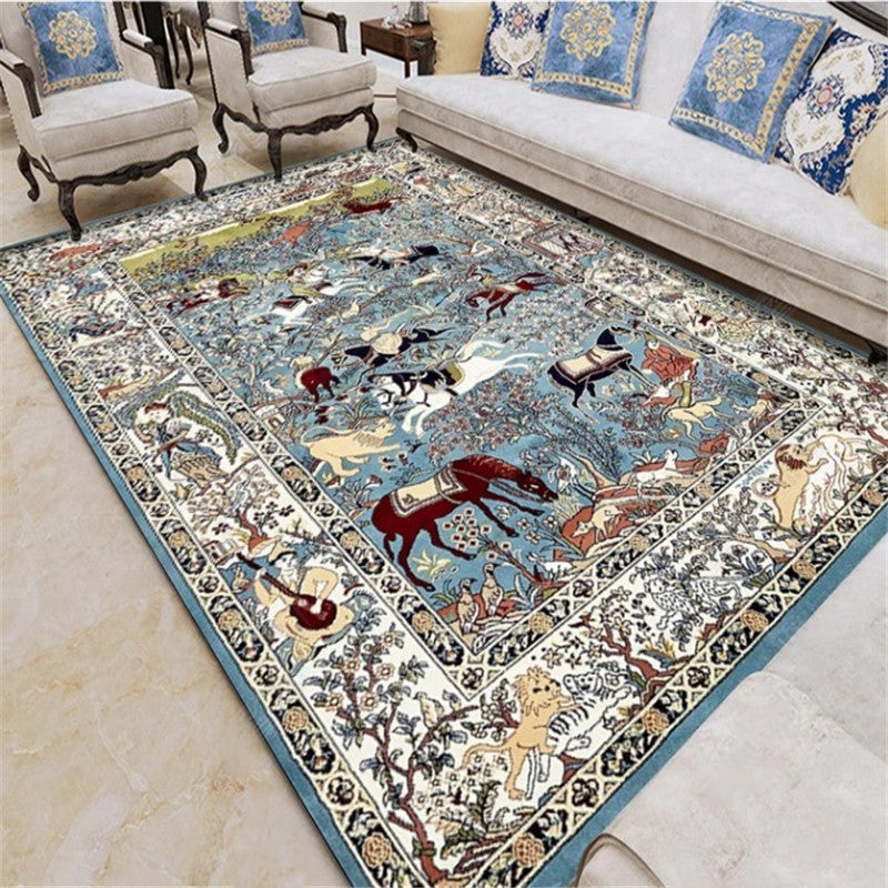 Exotic geometric patterned rug multicolored Moroccan rug made of polypropylene stain-resistant non-slip backing machine washable rug for room | Bowlift