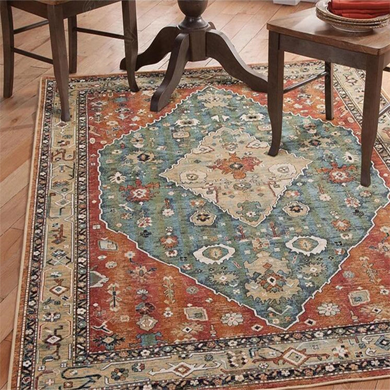 Exotic geometric patterned rug multicolored Moroccan rug made of polypropylene stain-resistant non-slip backing machine washable rug for room | Bowlift
