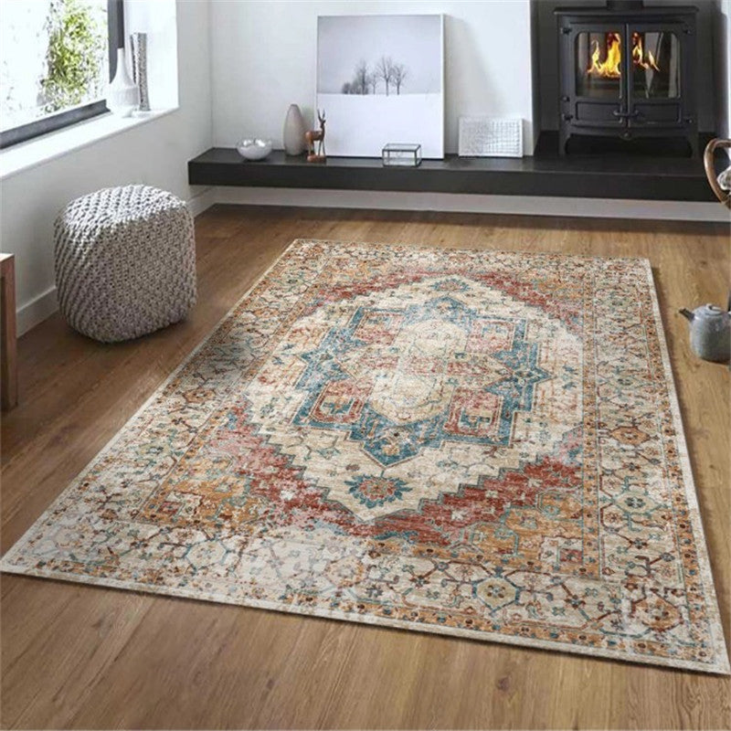 Exotic geometric patterned rug multicolored Moroccan rug made of polypropylene stain-resistant non-slip backing machine washable rug for room | Bowlift