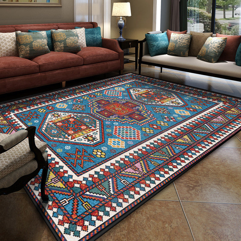Turkish Conference Room Carpet Multicolored Symmetrical Tribal Pattern Carpet Polypropylene Non-Slip Stain Resistant Washable Carpet | Bowlift