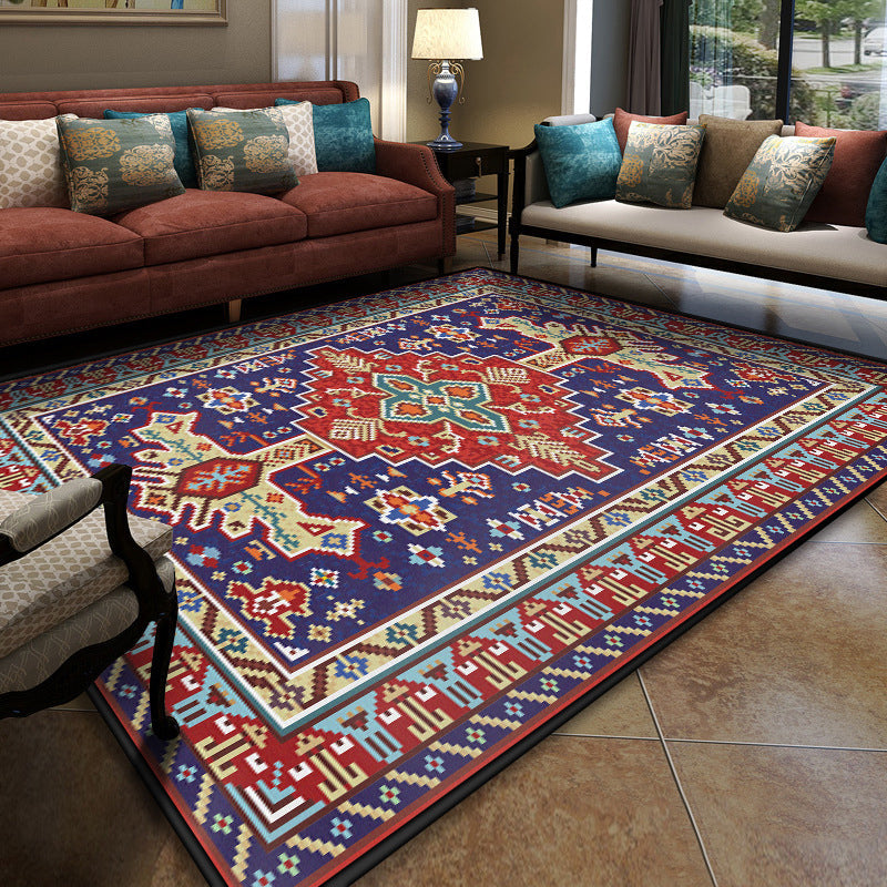 Turkish Conference Room Carpet Multicolored Symmetrical Tribal Pattern Carpet Polypropylene Non-Slip Stain Resistant Washable Carpet | Bowlift