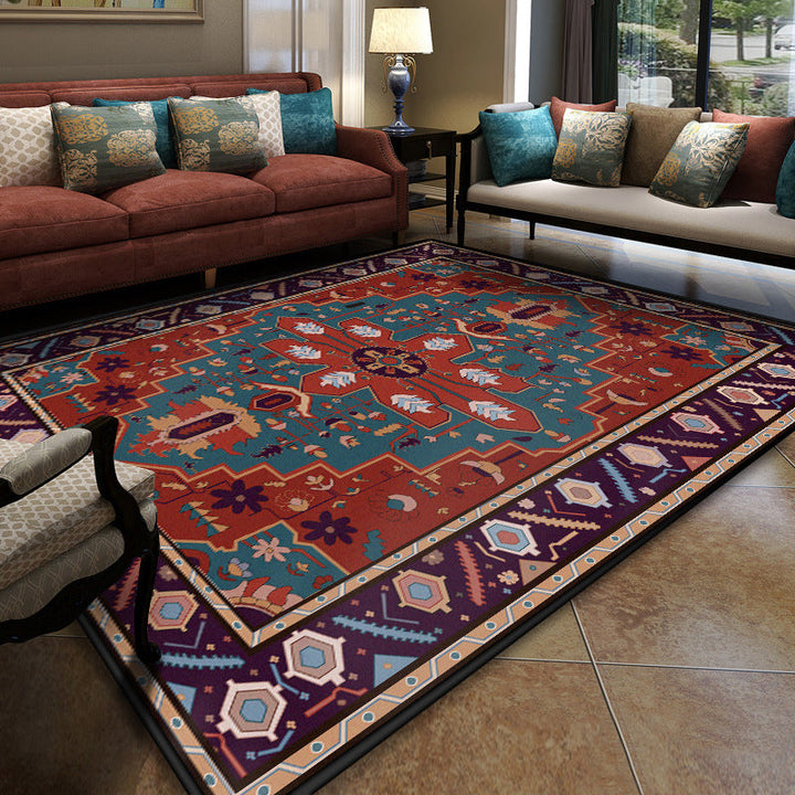 Turkish Conference Room Carpet Multicolored Symmetrical Tribal Pattern Carpet Polypropylene Non-Slip Stain Resistant Washable Carpet | Bowlift