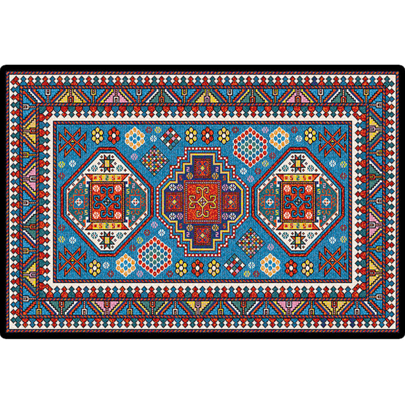 Turkish Conference Room Carpet Multicolored Symmetrical Tribal Pattern Carpet Polypropylene Non-Slip Stain Resistant Washable Carpet | Bowlift
