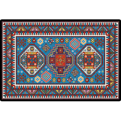 Turkish Conference Room Carpet Multicolored Symmetrical Tribal Pattern Carpet Polypropylene Non-Slip Stain Resistant Washable Carpet | Bowlift