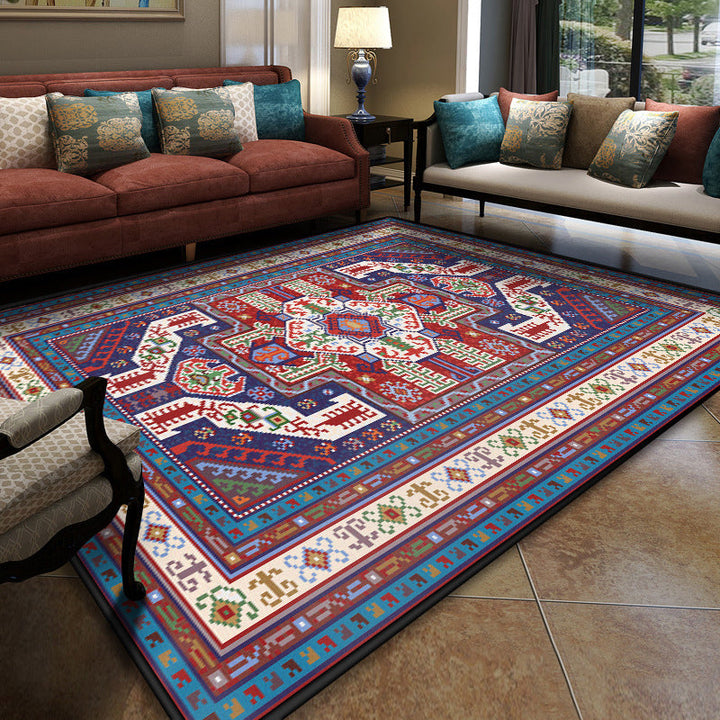 Turkish Conference Room Carpet Multicolored Symmetrical Tribal Pattern Carpet Polypropylene Non-Slip Stain Resistant Washable Carpet | Bowlift