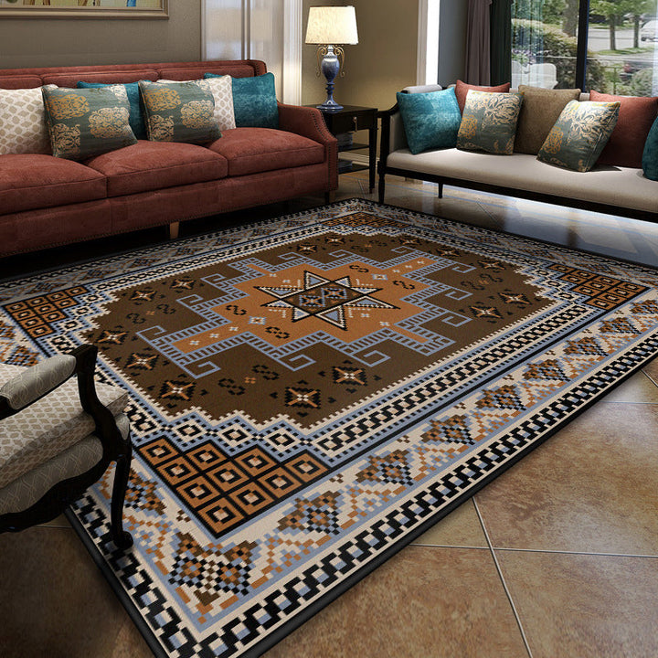 Turkish Conference Room Carpet Multicolored Symmetrical Tribal Pattern Carpet Polypropylene Non-Slip Stain Resistant Washable Carpet | Bowlift