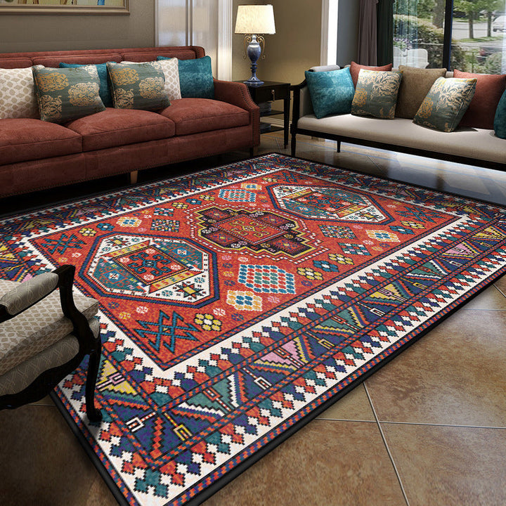 Turkish Conference Room Carpet Multicolored Symmetrical Tribal Pattern Carpet Polypropylene Non-Slip Stain Resistant Washable Carpet | Bowlift