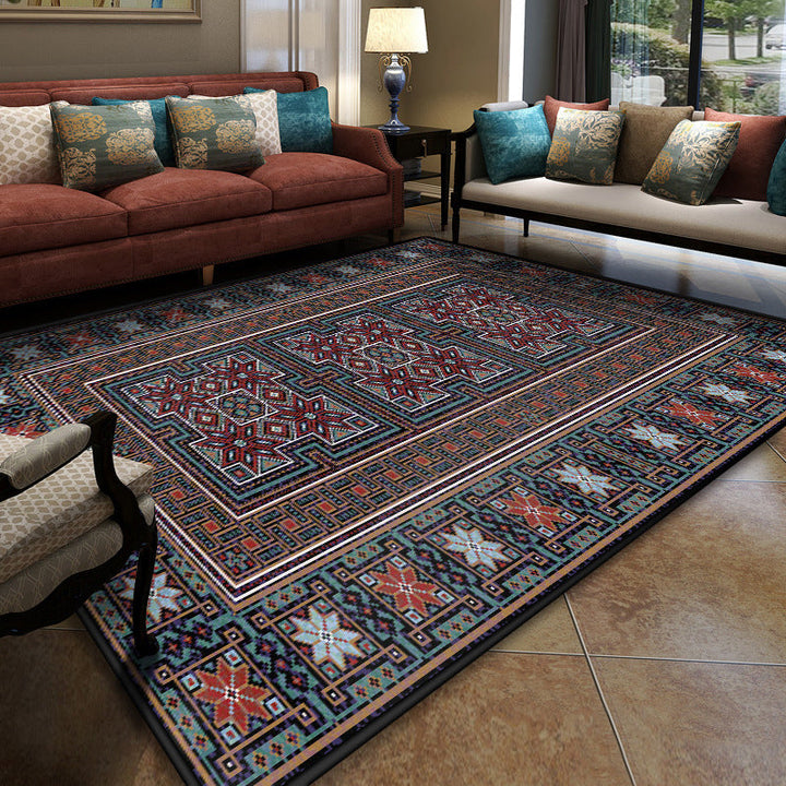 Turkish Conference Room Carpet Multicolored Symmetrical Tribal Pattern Carpet Polypropylene Non-Slip Stain Resistant Washable Carpet | Bowlift