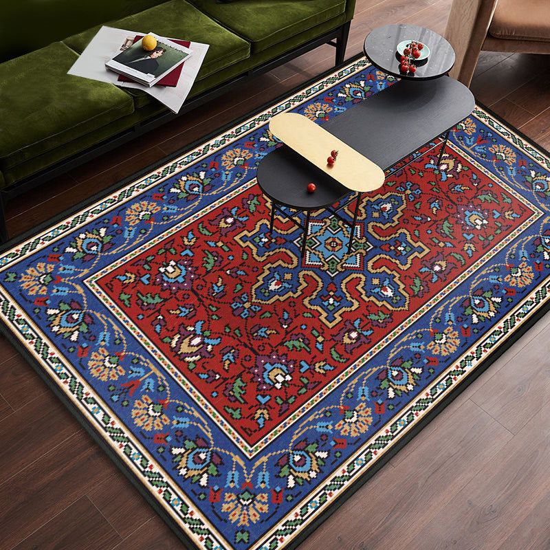 Persian tribal patterned rug Multicolored polyester rug Stain resistant Pet friendly Non-slip back Rug for the bedroom | Bowlift