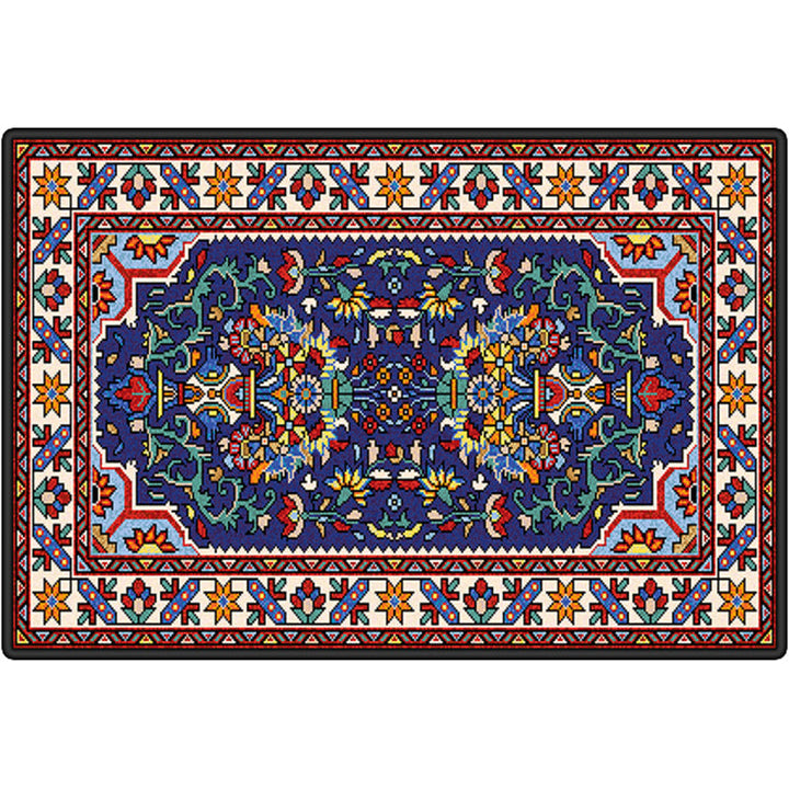 BowLift | Persian tribal patterned carpet Multicolored polyester carpet Stain-resistant Pet-friendly Non-slip backing Carpet for bedroom