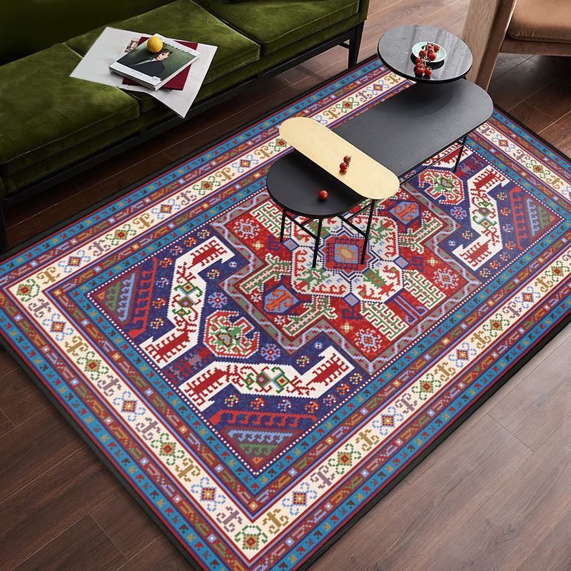 Persian tribal patterned rug Multicolored polyester rug Stain resistant Pet friendly Non-slip back Rug for the bedroom | Bowlift