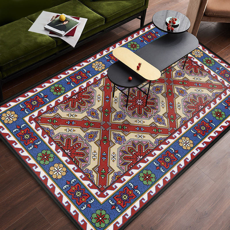 Persian tribal patterned rug Multicolored polyester rug Stain resistant Pet friendly Non-slip back Rug for the bedroom | Bowlift