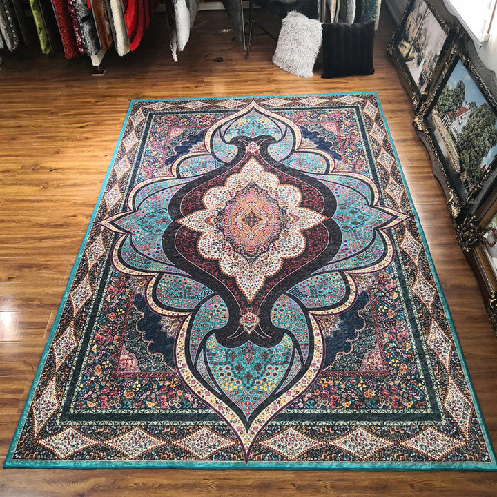 Glam Persian Indoor Carpet Multicolored Floral Print Rug With Non-Slip Bottom Machine Washable Pet-Friendly Rug for the Living Room | Bowlift