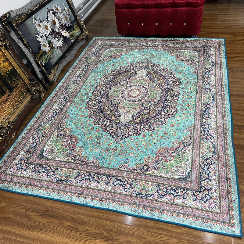 Glam Persian Indoor Carpet Multicolored Floral Print Rug With Non-Slip Bottom Machine Washable Pet-Friendly Rug for the Living Room | Bowlift