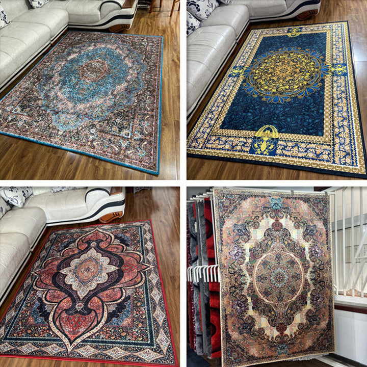 Glam Persian Indoor Carpet Multicolored Floral Print Rug With Non-Slip Bottom Machine Washable Pet-Friendly Rug for the Living Room | Bowlift
