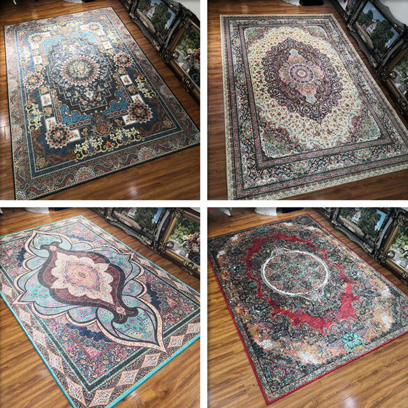 Glam Persian Indoor Carpet Multicolored Floral Print Rug With Non-Slip Bottom Machine Washable Pet-Friendly Rug for the Living Room | Bowlift