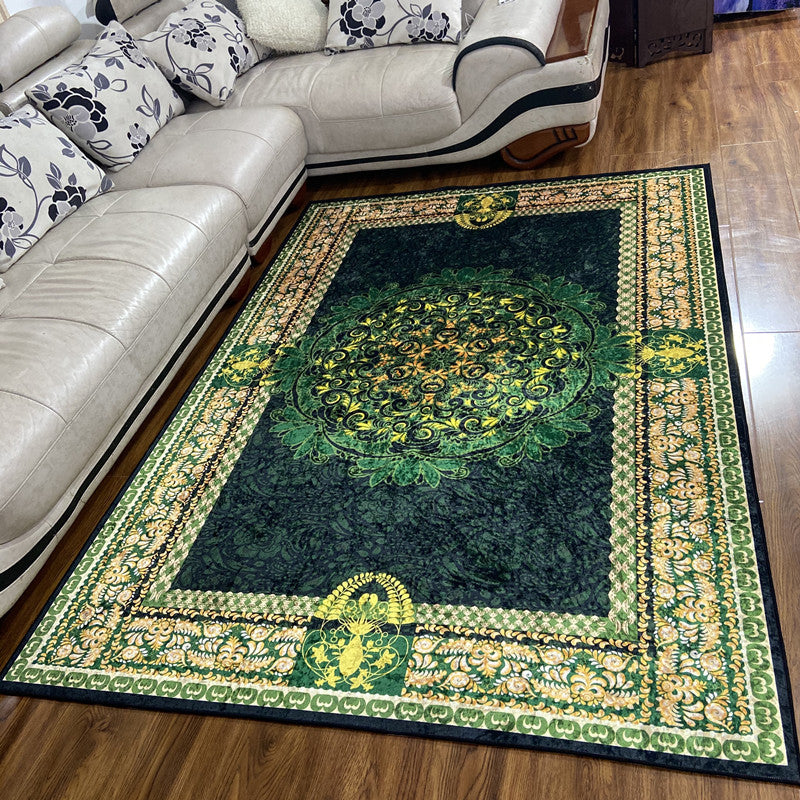 Glam Persian Indoor Carpet Multicolored Floral Print Rug With Non-Slip Bottom Machine Washable Pet-Friendly Rug for the Living Room | Bowlift