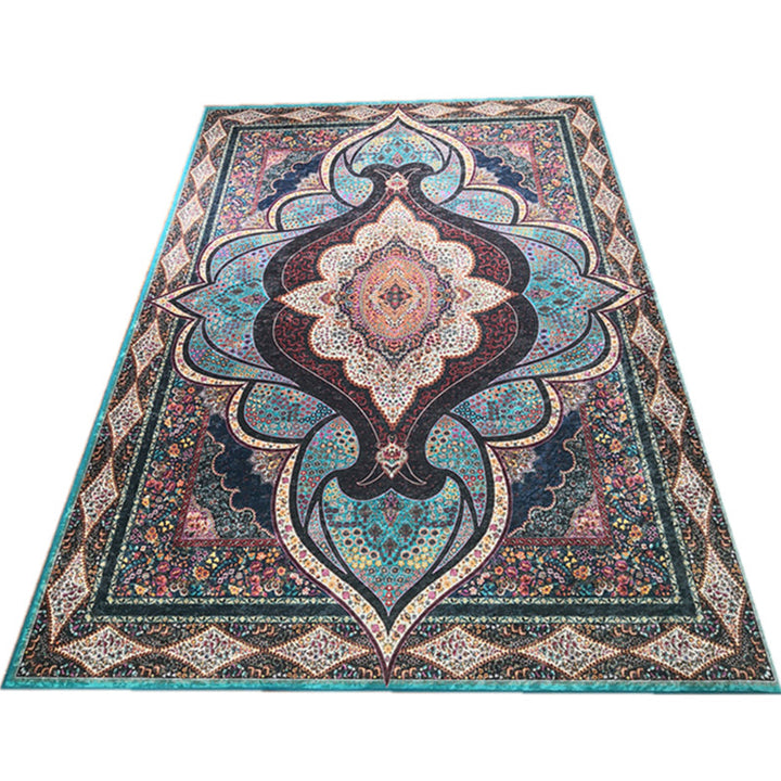 Glam Persian Indoor Carpet Multicolored Floral Print Rug With Non-Slip Bottom Machine Washable Pet-Friendly Rug for the Living Room | Bowlift