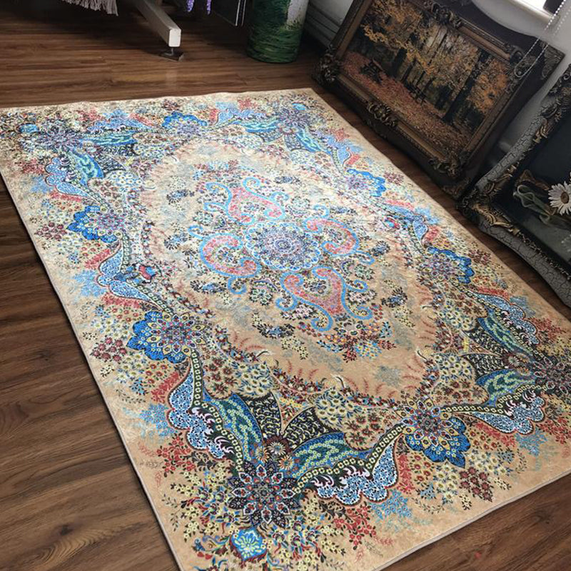 Glam Persian Indoor Carpet Multicolored Floral Print Rug With Non-Slip Bottom Machine Washable Pet-Friendly Rug for the Living Room | Bowlift