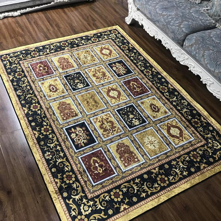 Glam Persian Indoor Carpet Multicolored Floral Print Rug With Non-Slip Bottom Machine Washable Pet-Friendly Rug for the Living Room | Bowlift