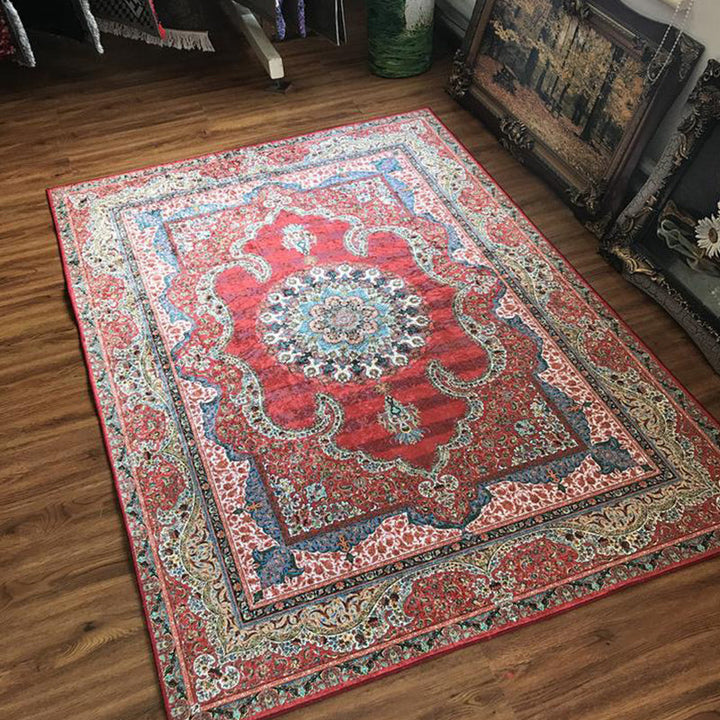 Glam Persian Indoor Carpet Multicolored Floral Print Rug With Non-Slip Bottom Machine Washable Pet-Friendly Rug for the Living Room | Bowlift