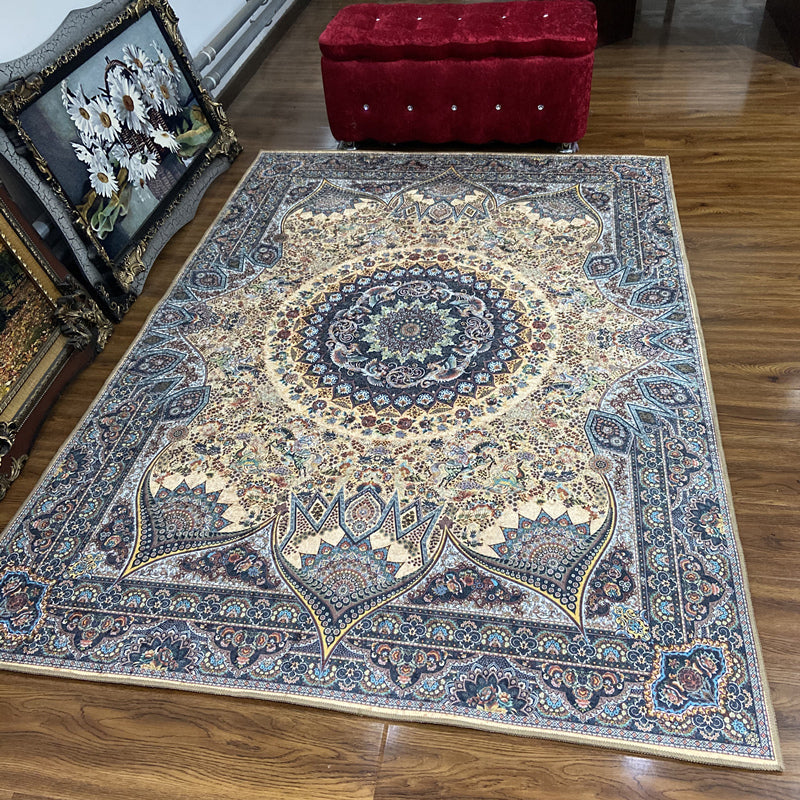 Glam Persian Indoor Carpet Multicolored Floral Print Rug With Non-Slip Bottom Machine Washable Pet-Friendly Rug for the Living Room | Bowlift