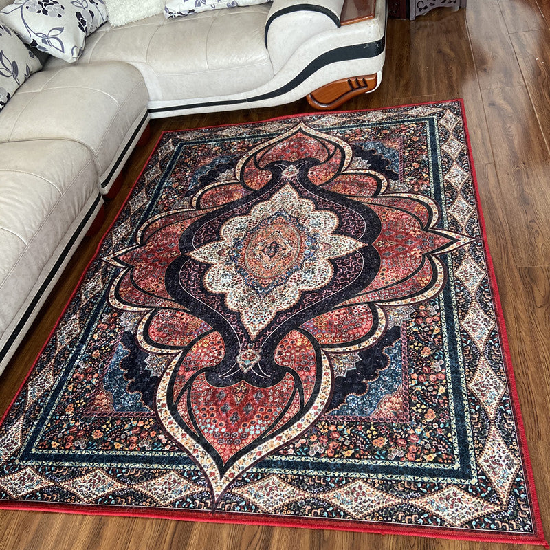 Glam Persian Indoor Carpet Multicolored Floral Print Rug With Non-Slip Bottom Machine Washable Pet-Friendly Rug for the Living Room | Bowlift