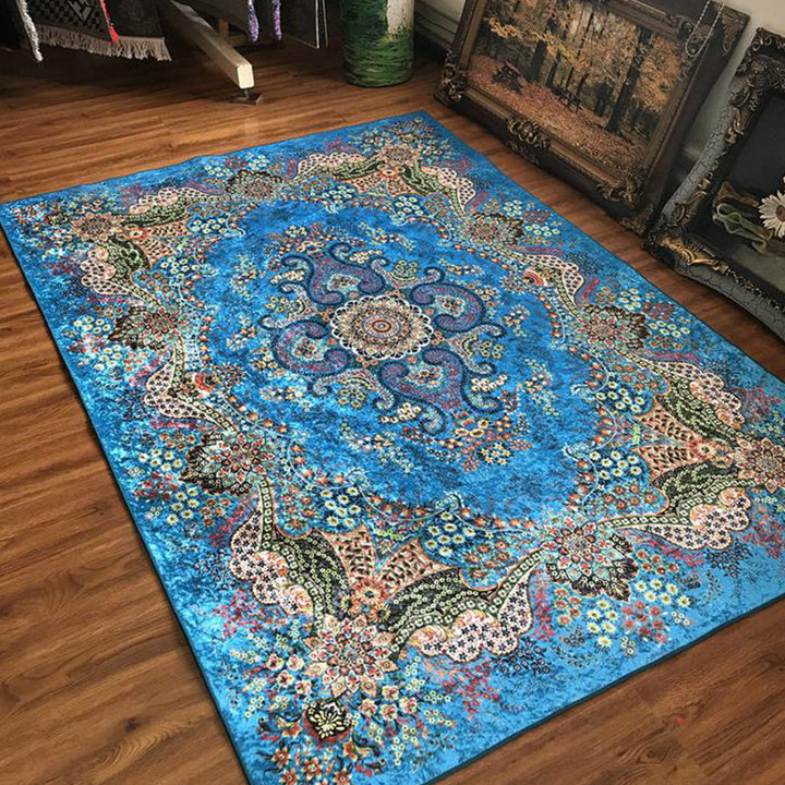 Glam Persian Indoor Carpet Multicolored Floral Print Rug With Non-Slip Bottom Machine Washable Pet-Friendly Rug for the Living Room | Bowlift