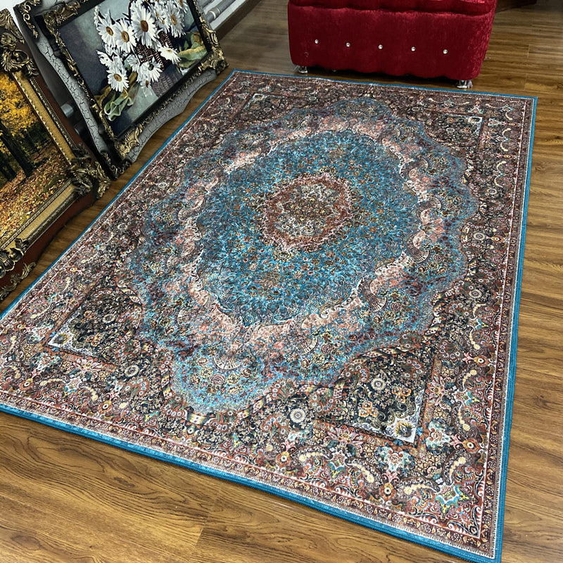 Glam Persian Indoor Carpet Multicolored Floral Print Rug With Non-Slip Bottom Machine Washable Pet-Friendly Rug for the Living Room | Bowlift