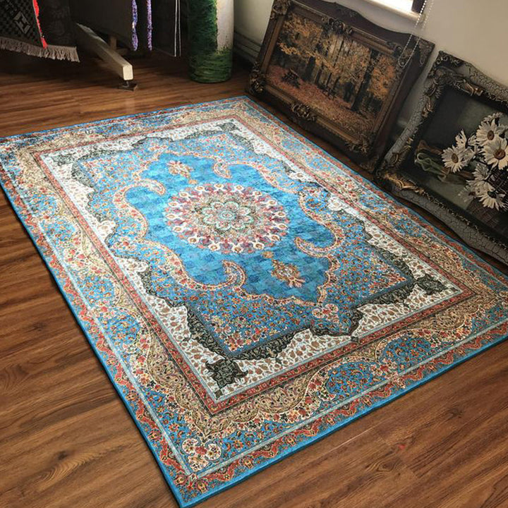 Glam Persian Indoor Carpet Multicolored Floral Print Rug With Non-Slip Bottom Machine Washable Pet-Friendly Rug for the Living Room | Bowlift