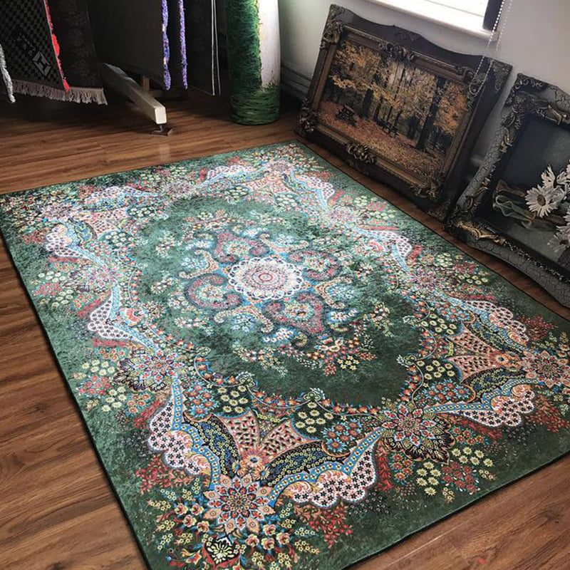 Glam Persian Indoor Carpet Multicolored Floral Print Rug With Non-Slip Bottom Machine Washable Pet-Friendly Rug for the Living Room | Bowlift