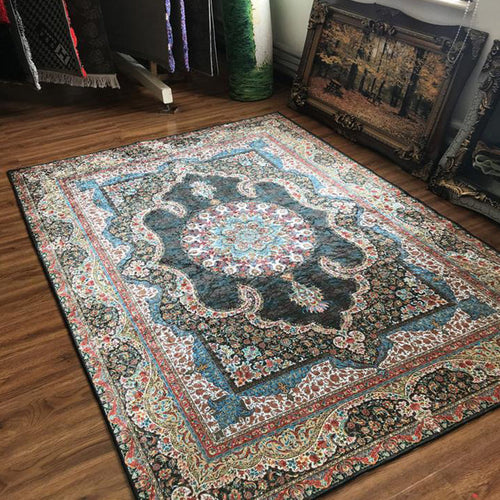 Glam Persian Indoor Carpet Multicolored Floral Print Rug With Non-Slip Bottom Machine Washable Pet-Friendly Rug for the Living Room | Bowlift