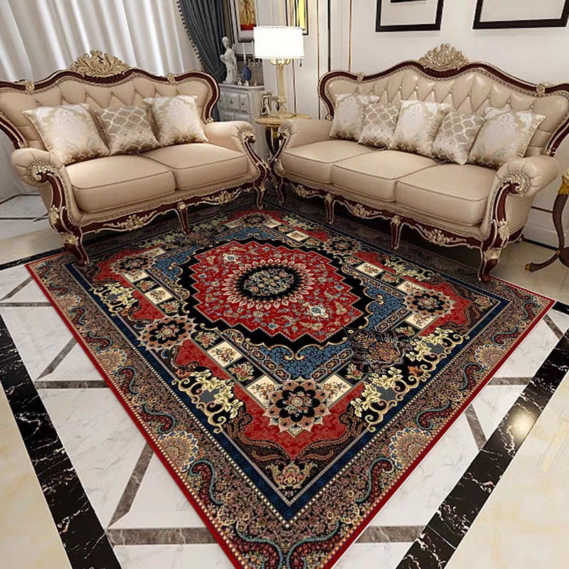 Glam Persian Indoor Carpet Multicolored Floral Print Rug With Non-Slip Bottom Machine Washable Pet-Friendly Rug for the Living Room | Bowlift