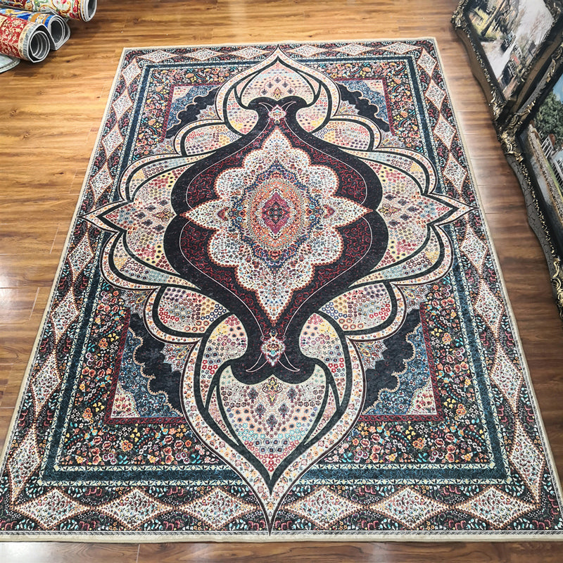 Glam Persian Indoor Carpet Multicolored Floral Print Rug With Non-Slip Bottom Machine Washable Pet-Friendly Rug for the Living Room | Bowlift