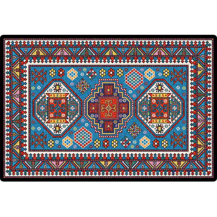 BowLift | Turkish symmetrical geometric pattern rug Multicolored polypropylene rug Pet-friendly Non-slip Stain-resistant rug for hallway