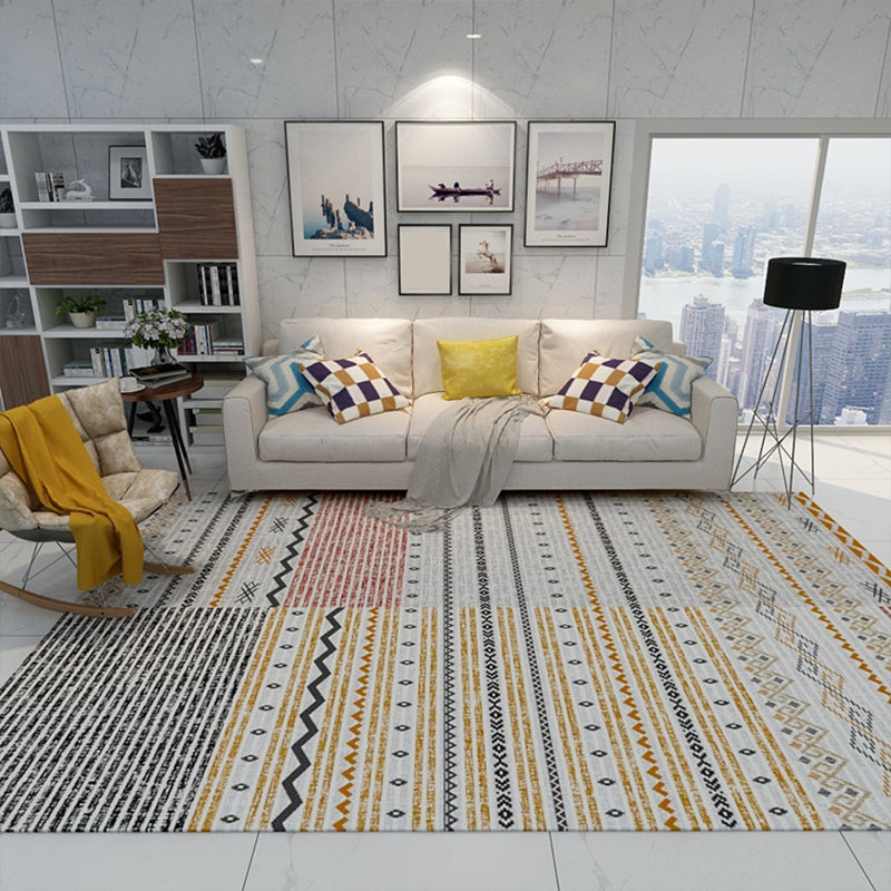 BowLift | Color back Moroccan style rug Polymer geometric pattern rug non-slip bottom machine washable stain-resistant rug for indoor use