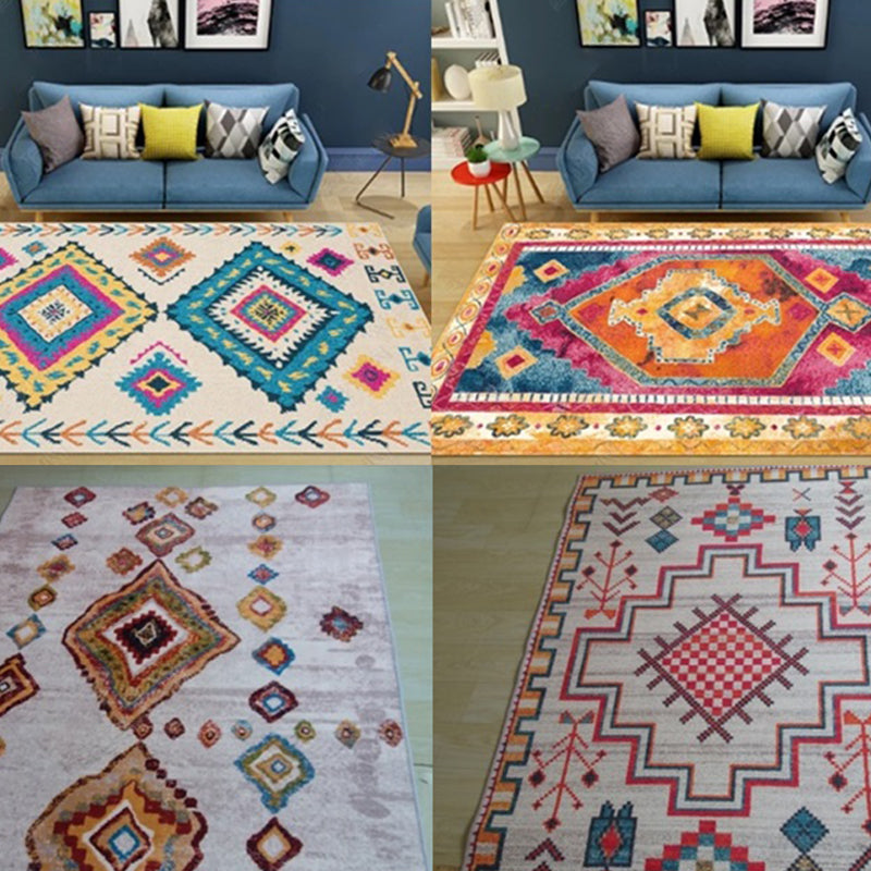 BowLift | Color back Moroccan style rug Polymer geometric pattern rug non-slip bottom machine washable stain-resistant rug for indoor use